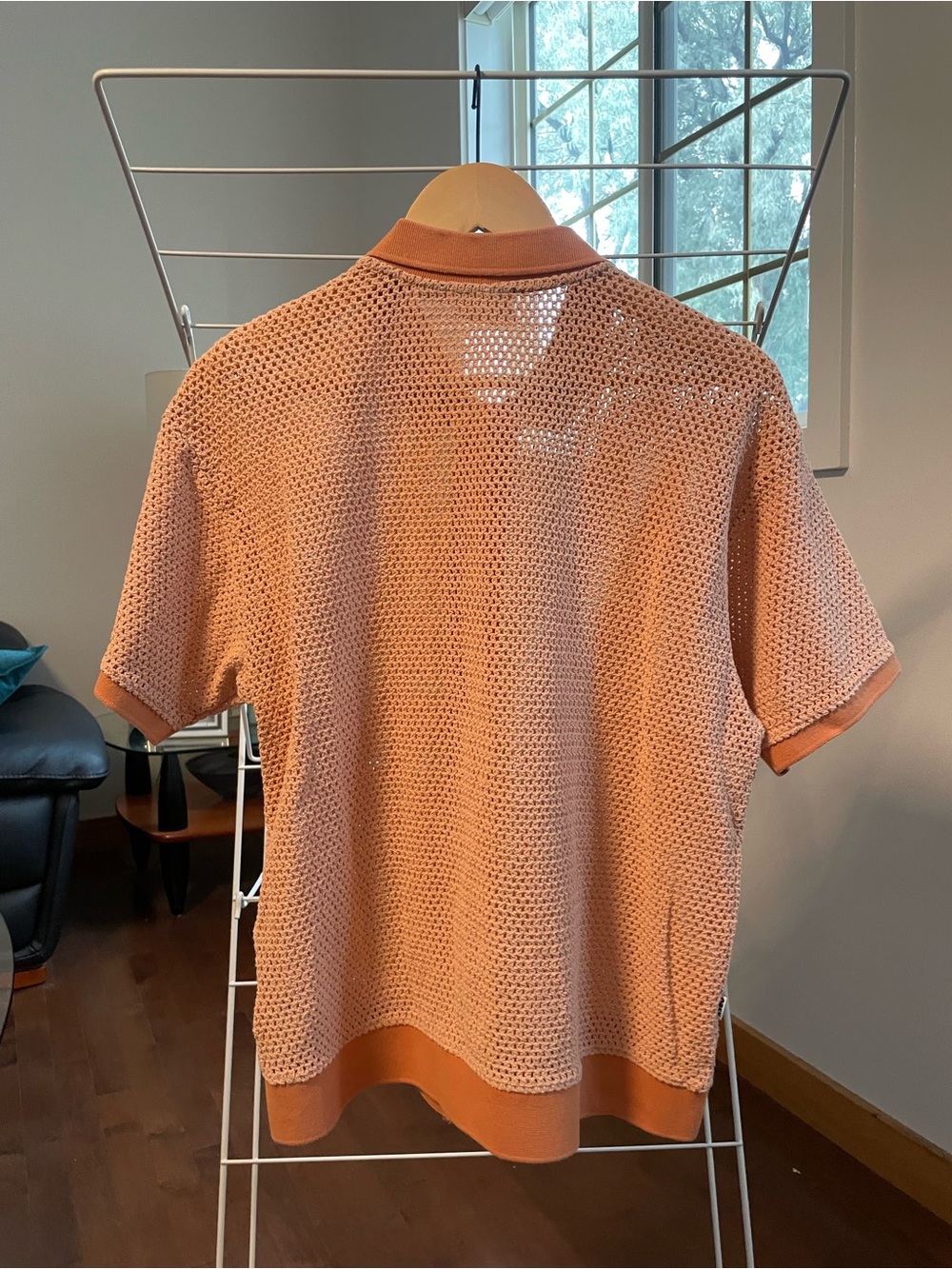Obey Peach Short Sleeve Mesh Button-Up Polo - Picture 5 of 6